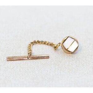 Vintage Minimalist Tie Pin with Chain by Swank - J1